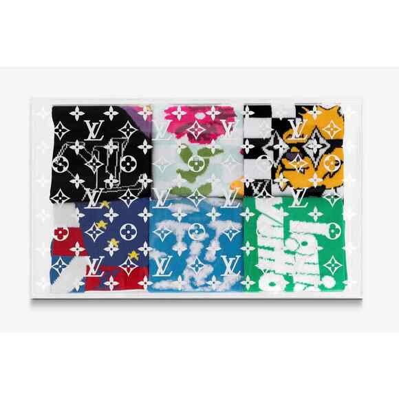 Louis Vuitton LV Archives 6 Socks Set Boite Scott Monogram Clear Plexiglass Box - Picture 4 of 12